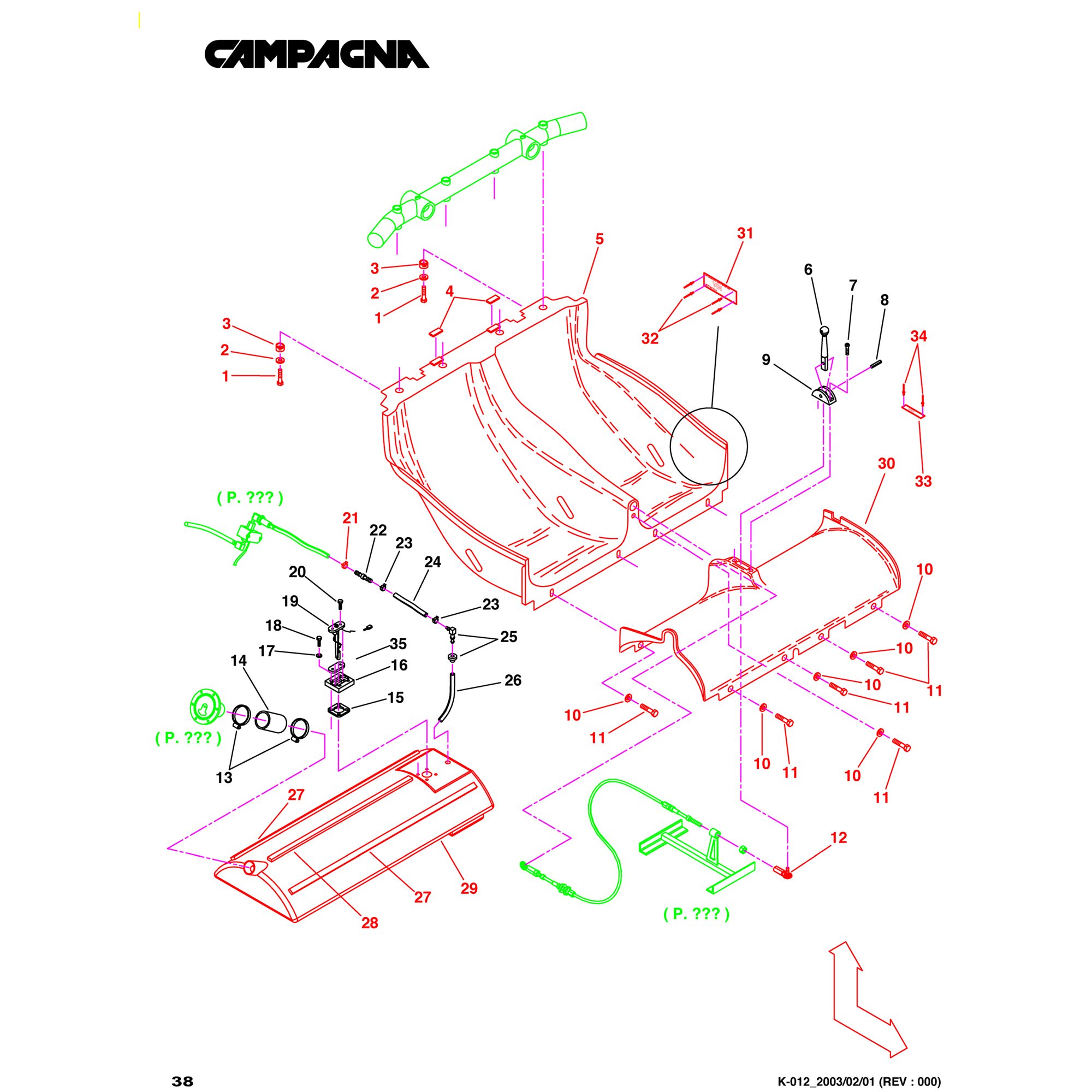 SEAT PAN, FUEL TANK, SHIFTER